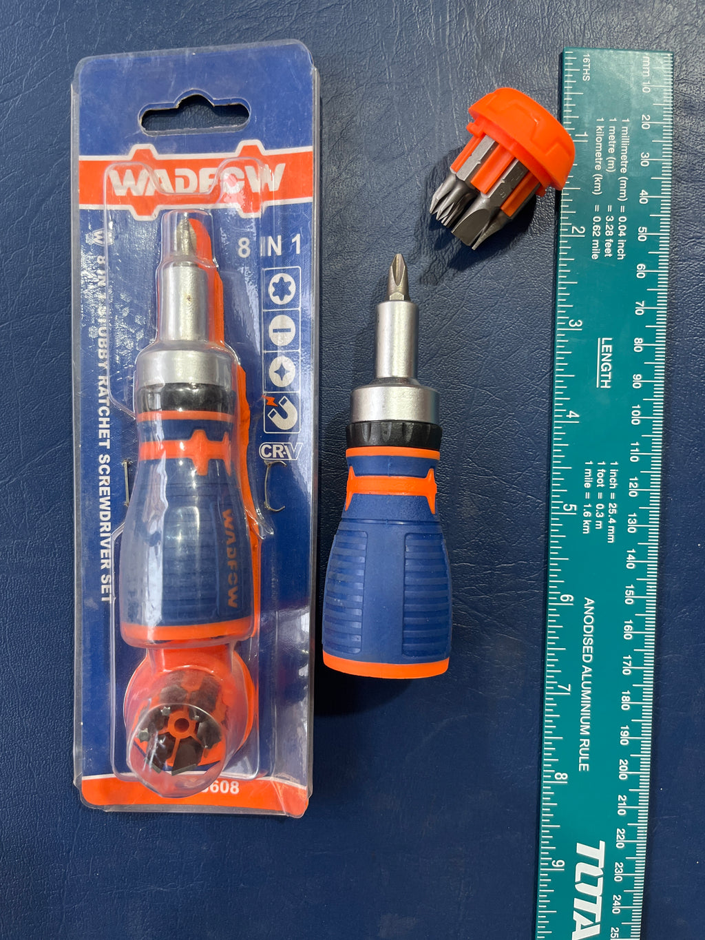 WADFOW 8 in 1 stubby ratchet screwdriver set WSS8608