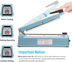 KINGSTAR 12-Inch Impulse Sealer | Heavy-Duty Manual Heat Sealer for Plastic Bags, Mylar & Shrink Wraps
