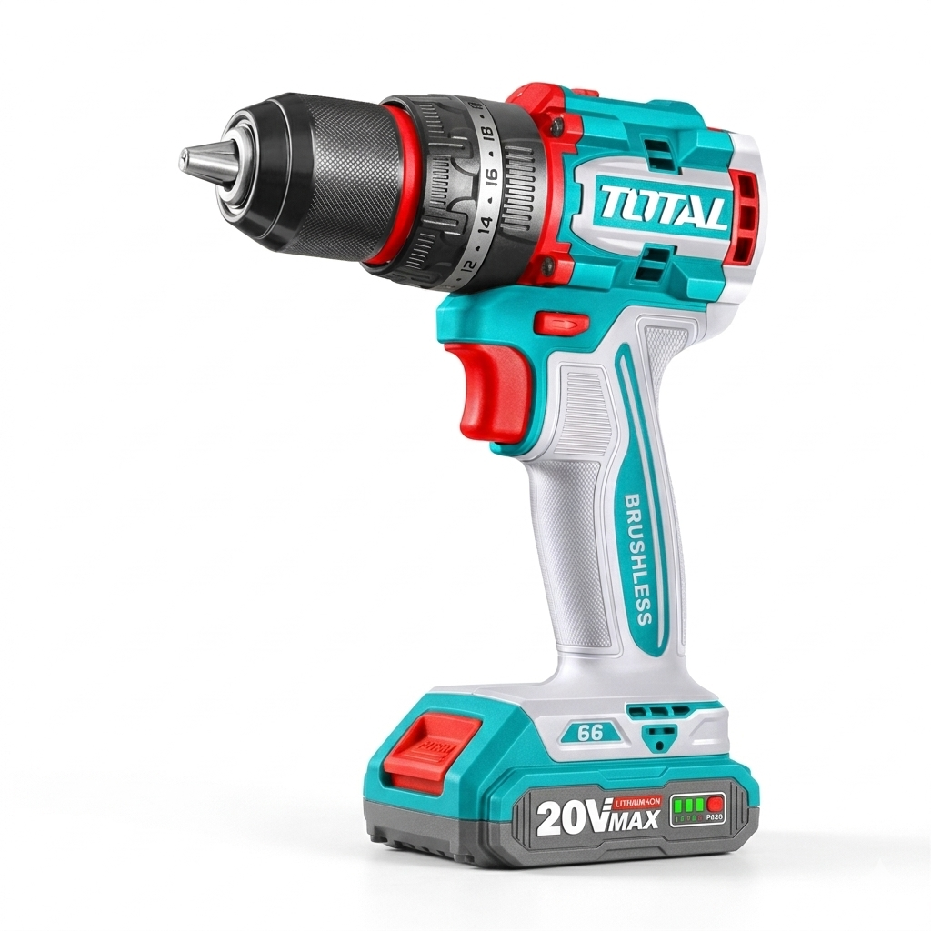 Total 66NM cordless impact drill with 2 batteries and 1 charger