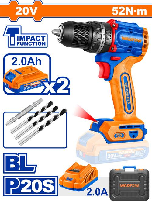 Compact brushless cordless impact drill | 20V | 52Nm | WCDP5281