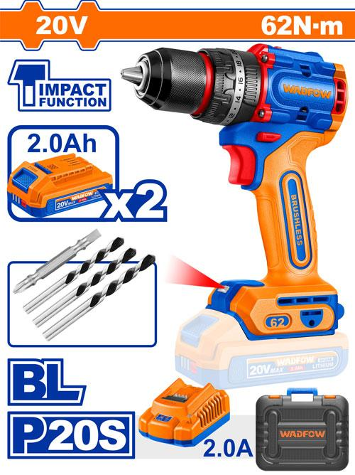 Compact brushless cordless impact drill | 20V | 62Nm | WCDP6281