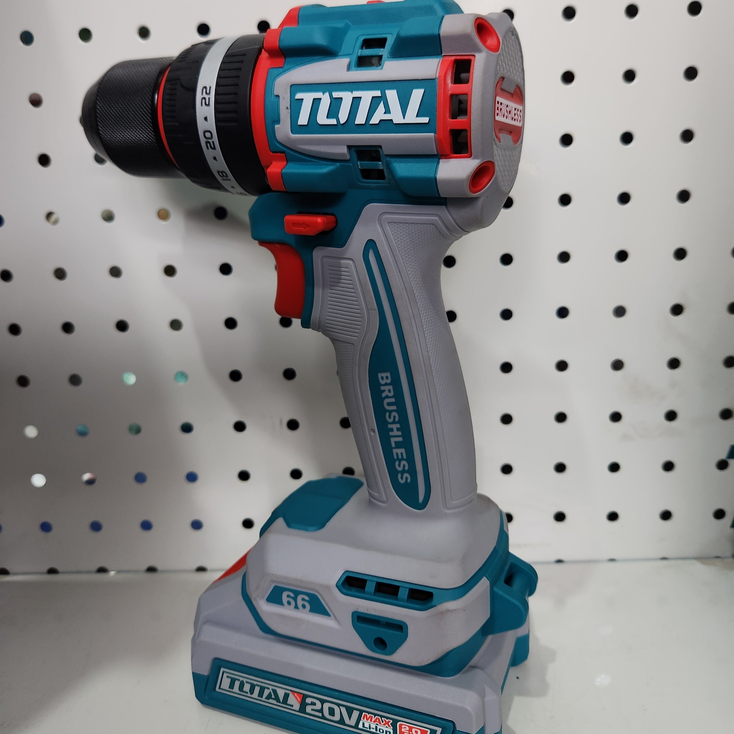 Total 66NM cordless impact drill with 2 batteries and 1 charger